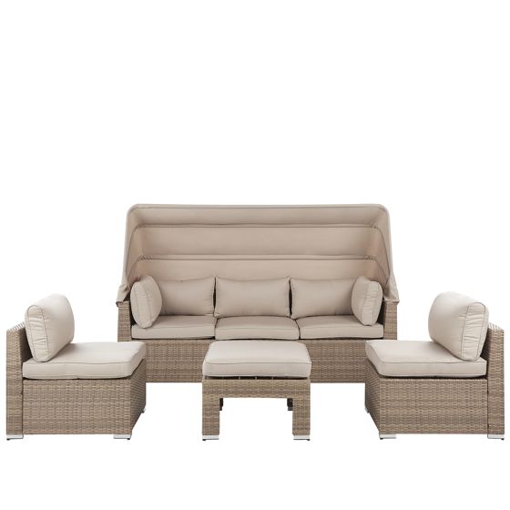 Trädgårdssoffgrupp med bord 5-sits COCCOLIA Modulär Konstrotting Beige