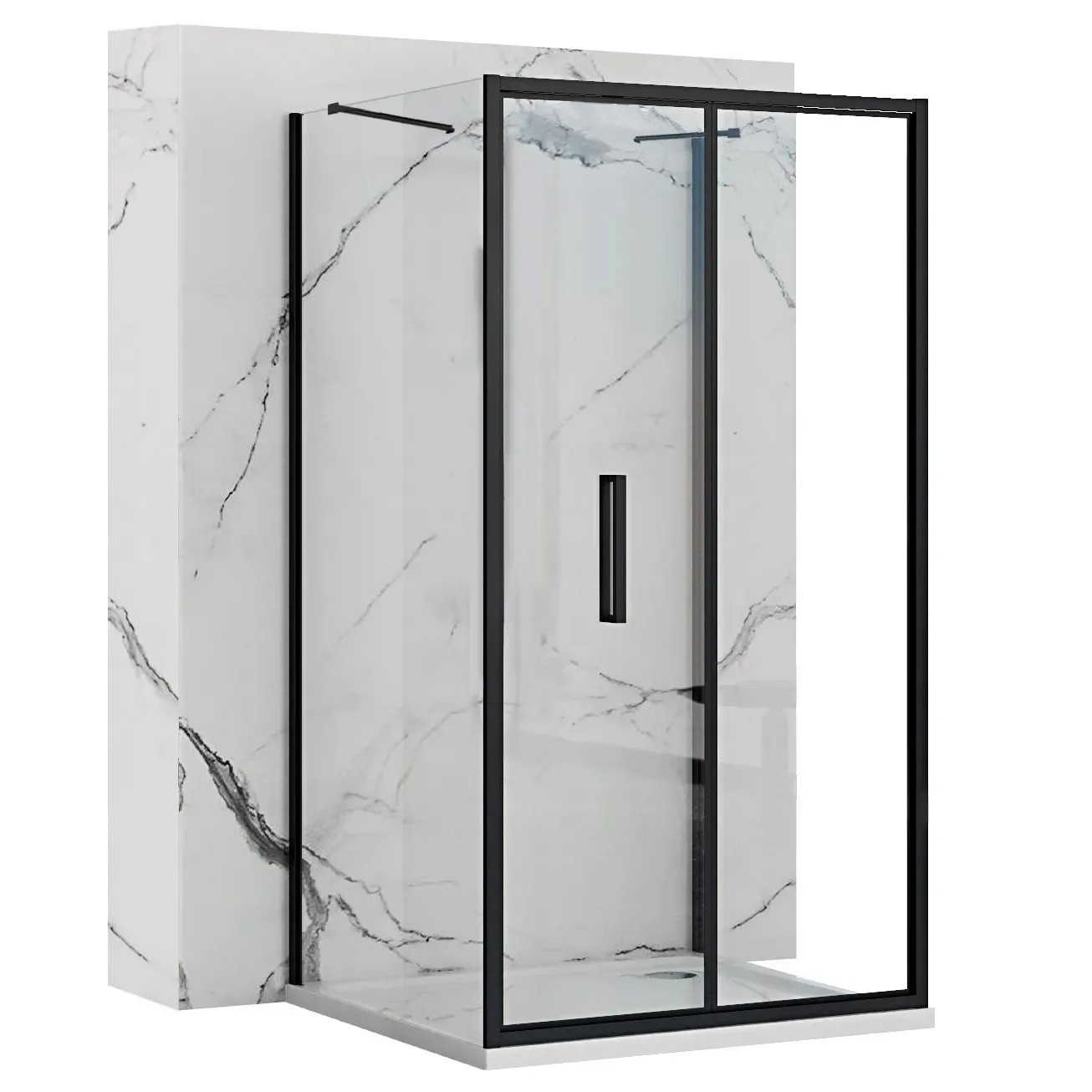 REA Duschkabin För Väggplacering RAPID FOLD 100x90 Svart, 100x90x195cm