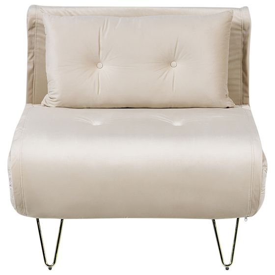 Enkel bäddsoffa VESTFOLD Sammet Beige