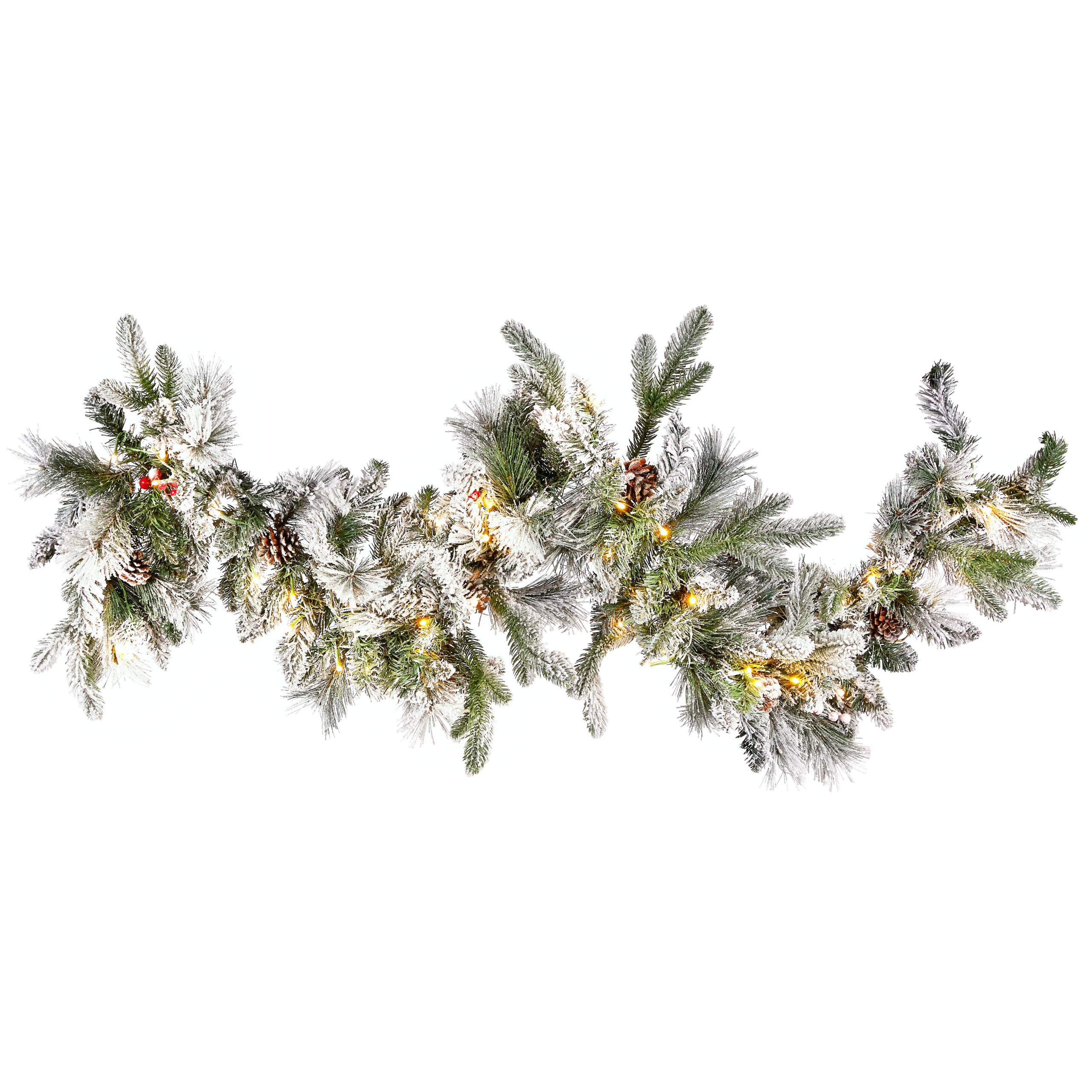 Snötäckt julgirlang LED WHITEHORN 180 cm Vit
