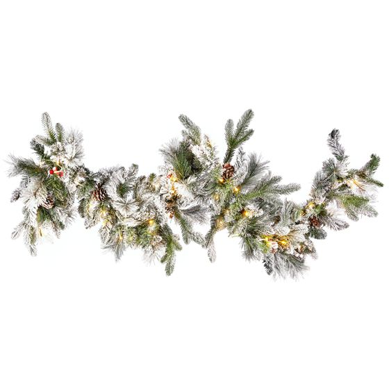Snötäckt julgirlang LED WHITEHORN 180 cm Vit