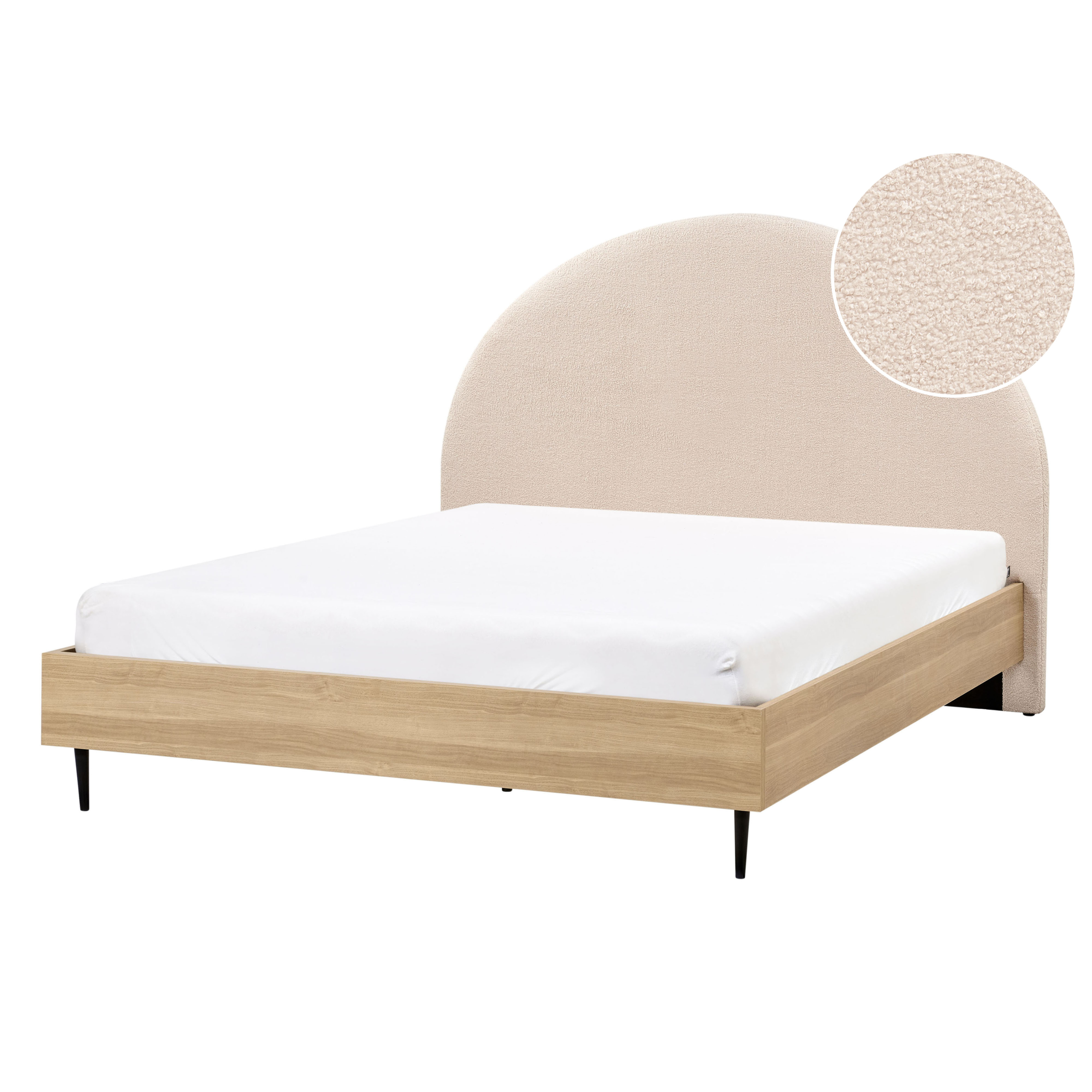Säng med lamellram Bouclé MILLAY 140 x 200 cm Beige