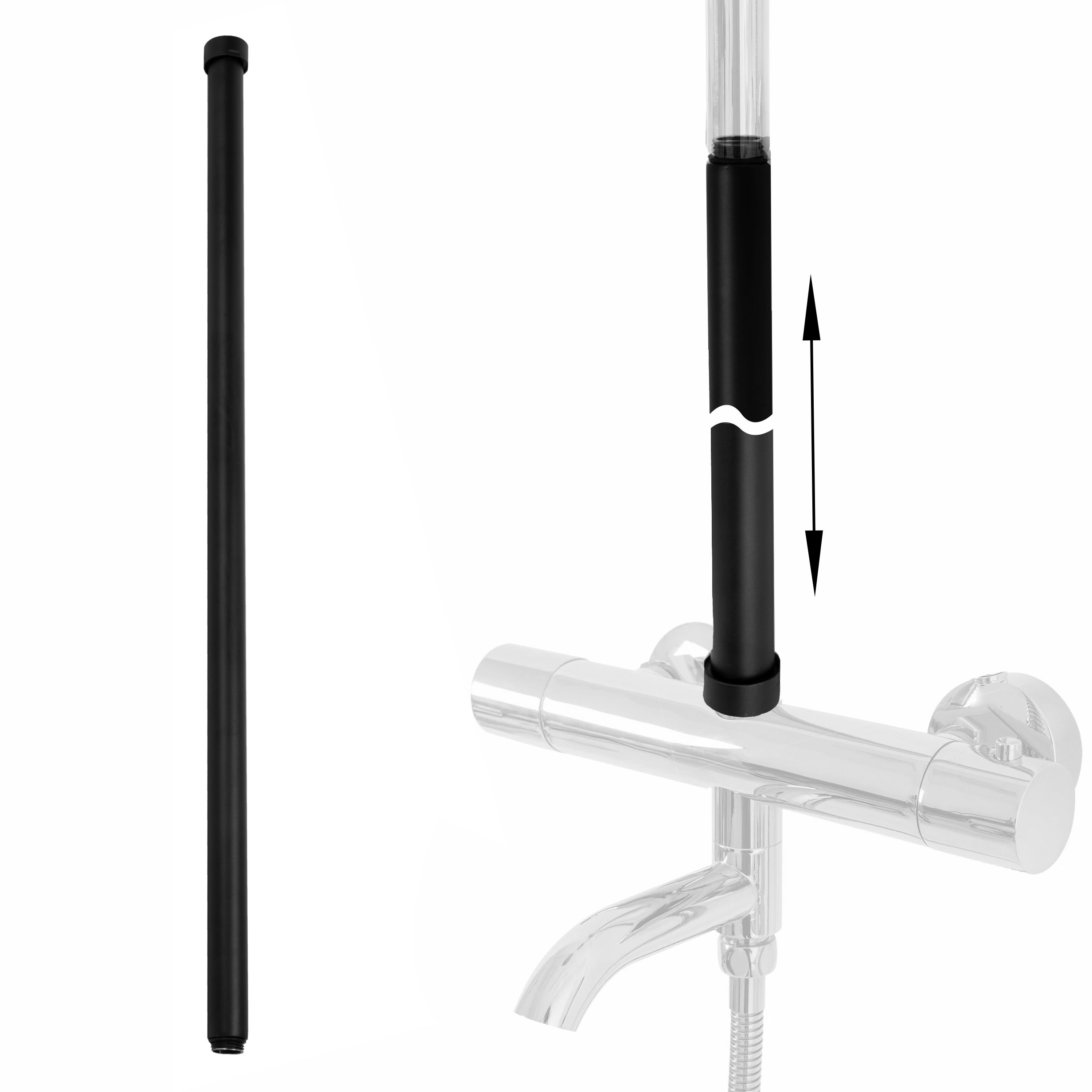 REA Förlängning För Badkar- Och Duschset 60cm Svart, 2,2x2,2x61,5cm