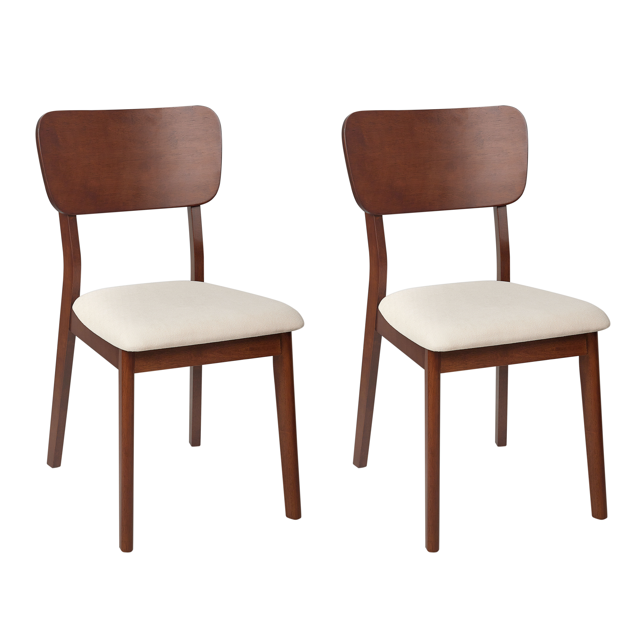 Set med 2 matstolar MINIER Trä Mörkbrun/ Beige