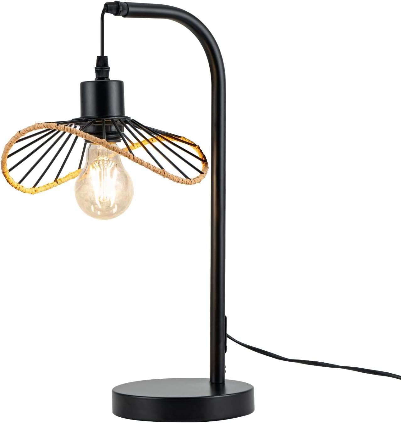 NETTLIFE Vintage bordslampa, metall, E27, svart