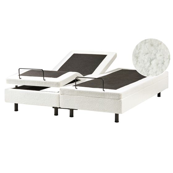 Ställbar säng utan huvudgavel Bouclé DUKE 160 x 200 cm Off-White