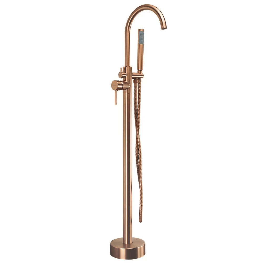 REA Golvmonterad Badkarsblandare Lungo Borstad Koppar, 26x20,5x110,5cm