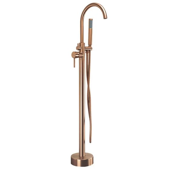 REA Golvmonterad Badkarsblandare Lungo Borstad Koppar, 26x20,5x110,5cm