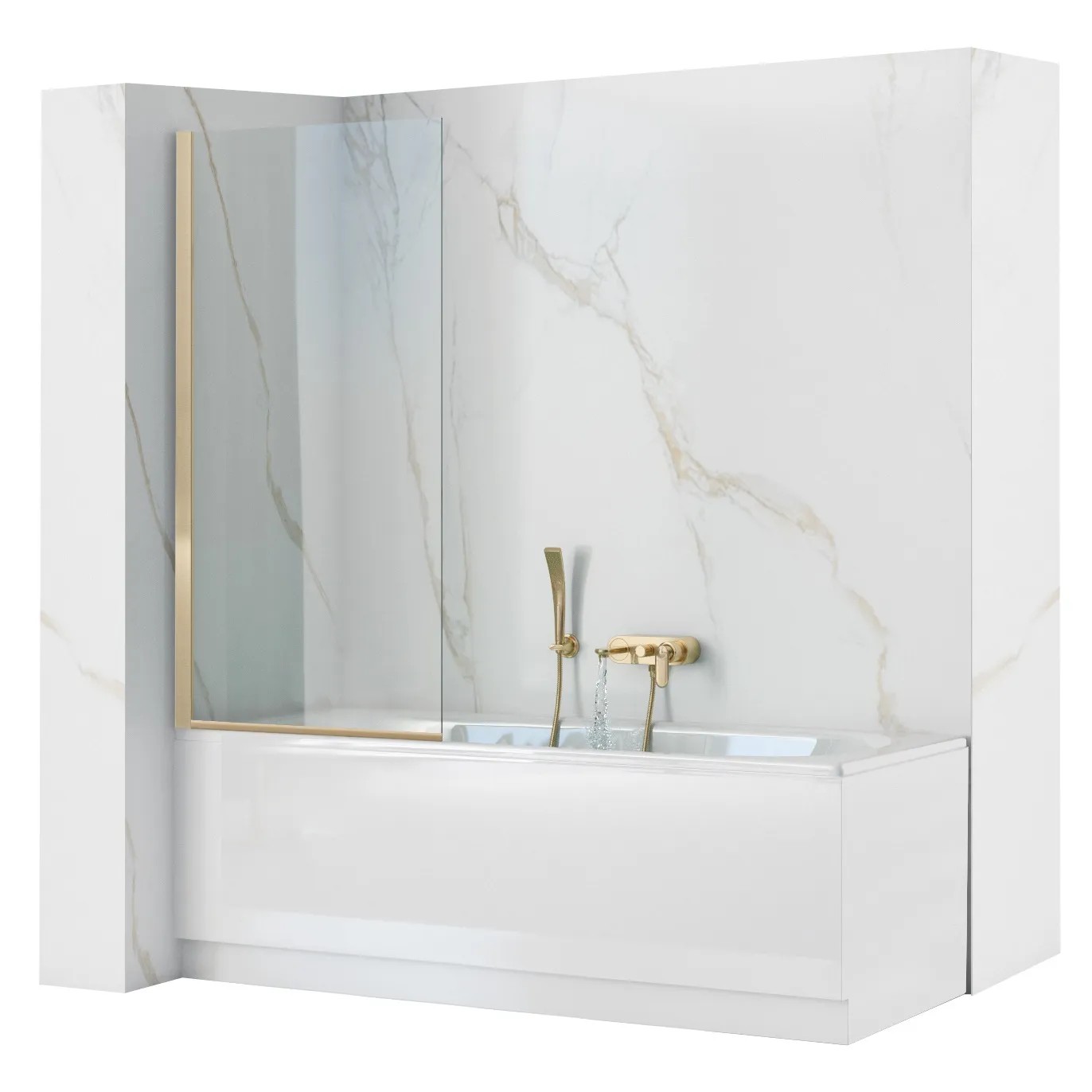 REA Badkarsskärm ELEGANT 70 Guld, 1,8x71x140cm
