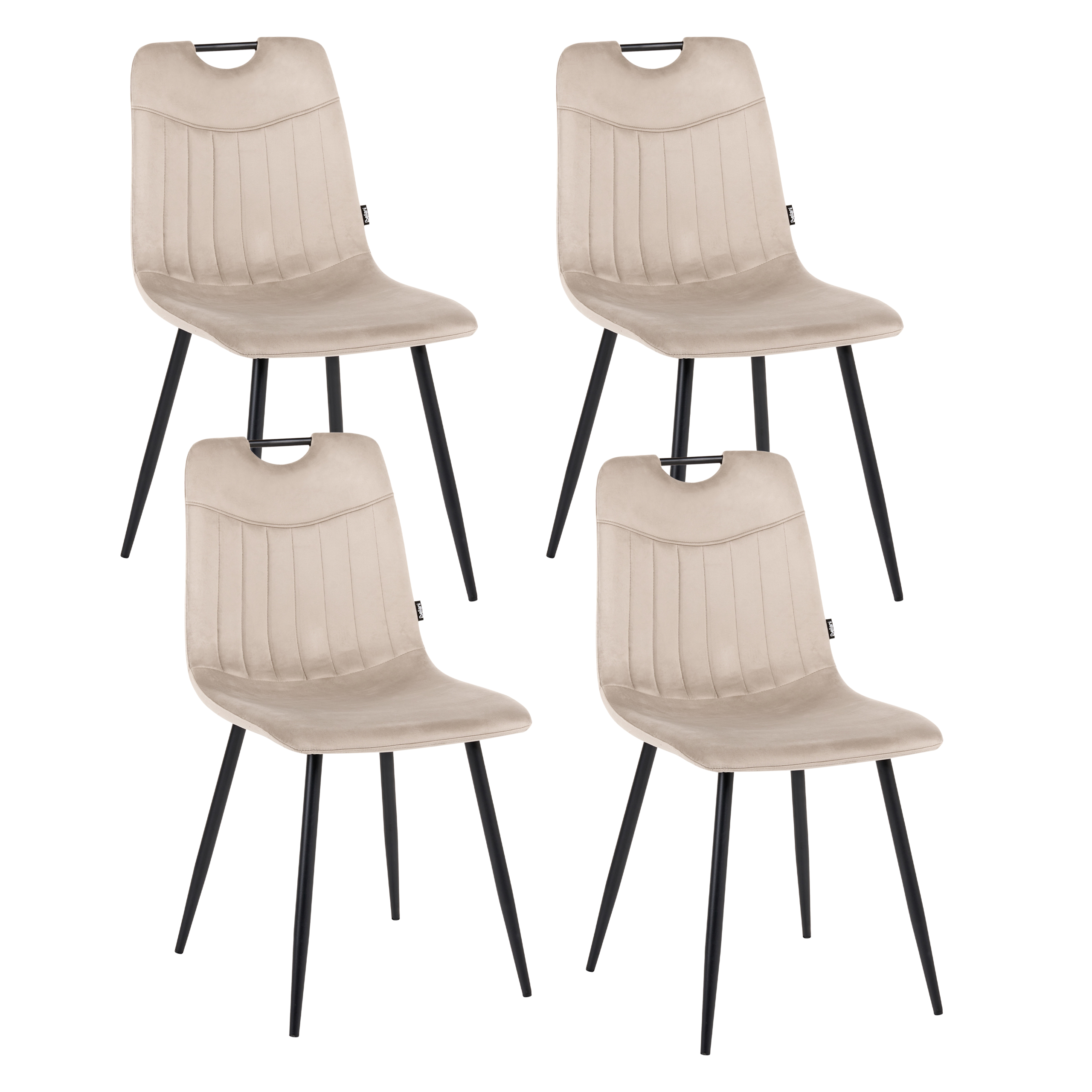 Set med 4 matstolar ARGYLE Sammet Taupe