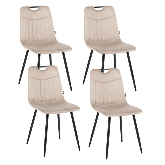Set med 4 matstolar ARGYLE Sammet Taupe