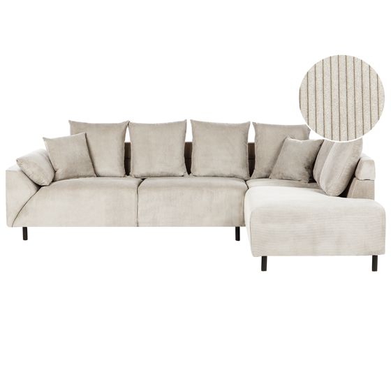 Hörnsoffa 4-sits LUNNER Manchester Beige Vänstervänd