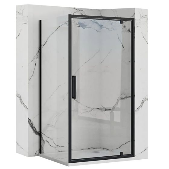 REA Hörnduschkabin RAPID SWING 120x80 Svart, 120x80x195cm