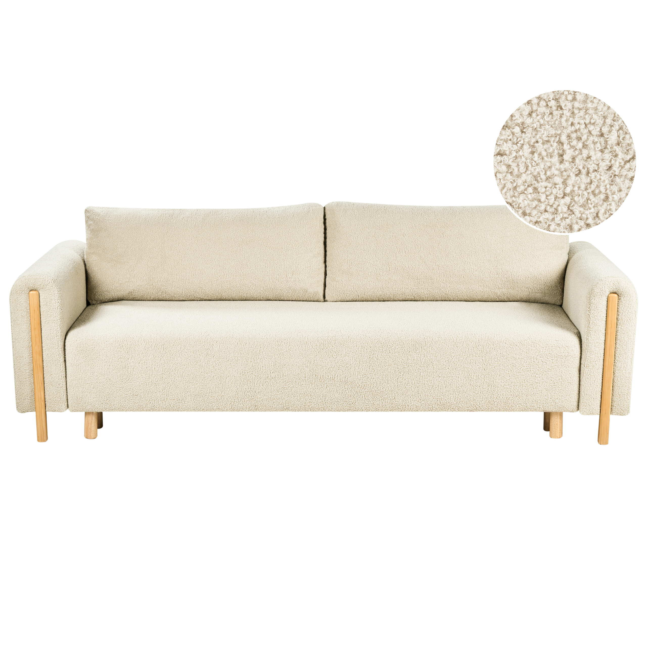 Bäddsoffa 3-sits KVAM med förvaring Bouclé Off-White