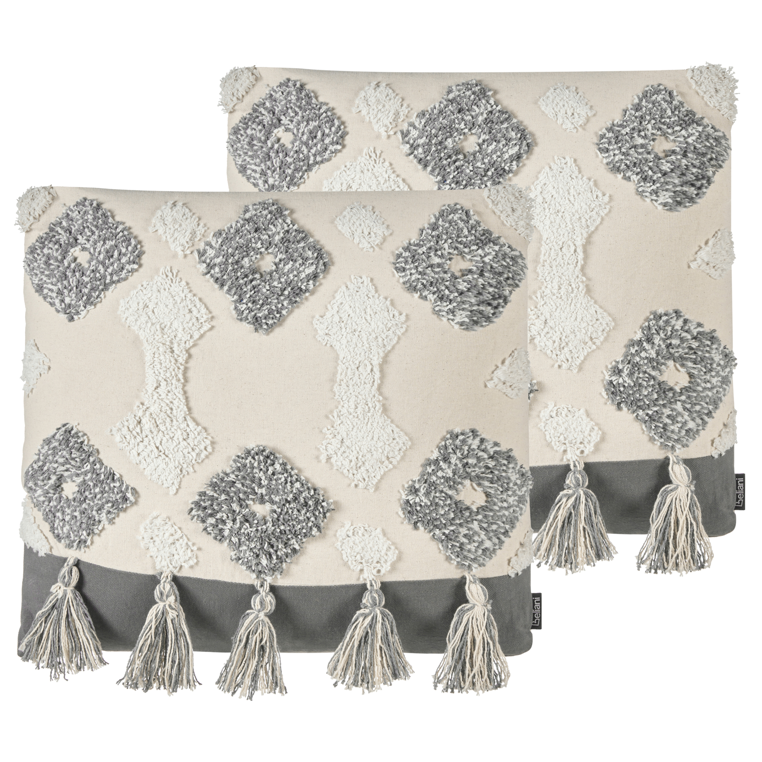 Set med 2 prydnadskuddar ALOCASIA 45 x 45 cm Bomull Beige Geometriskt tryck