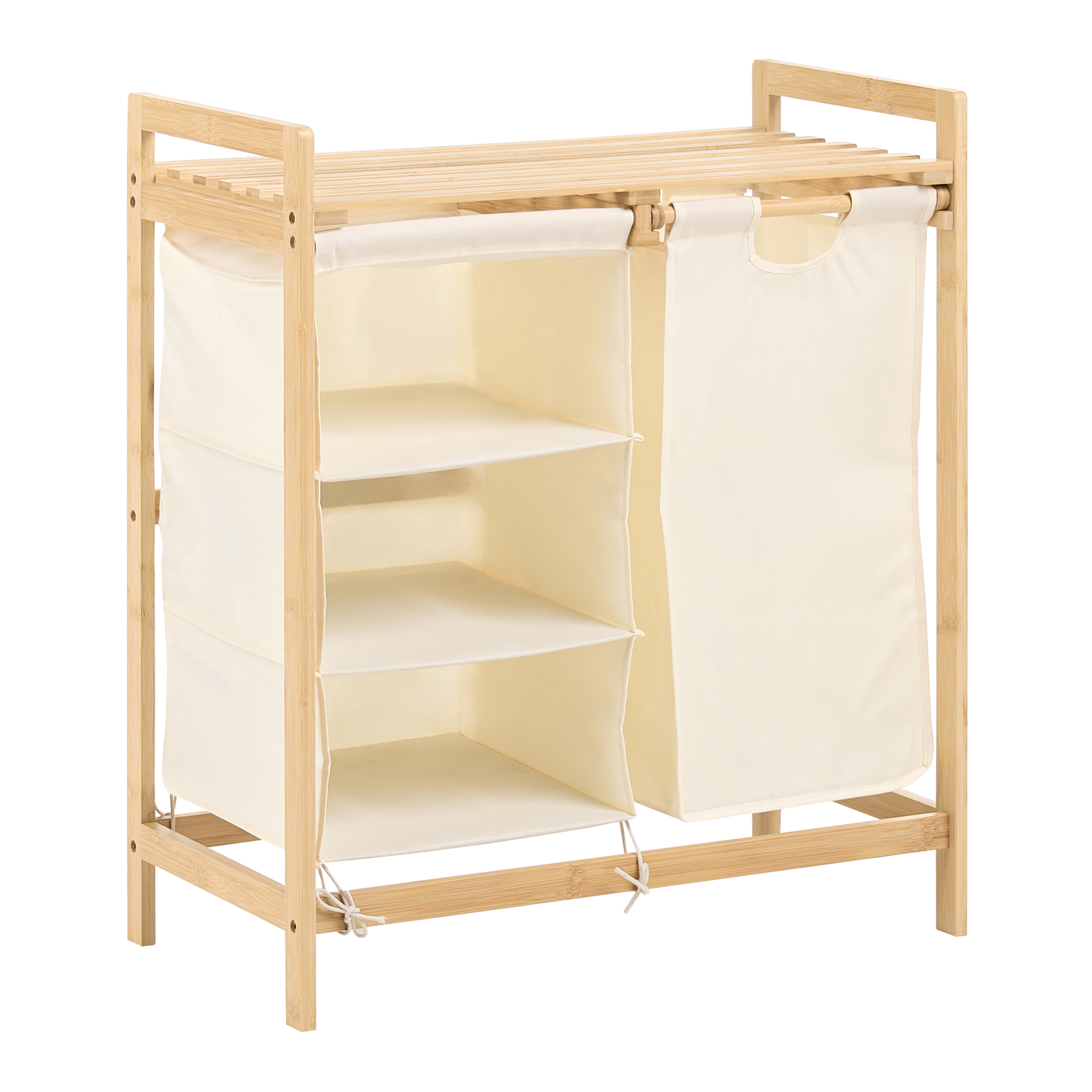 Tvättkorg TOROTAL Bambu Ljusbrun/ Vit 120 L