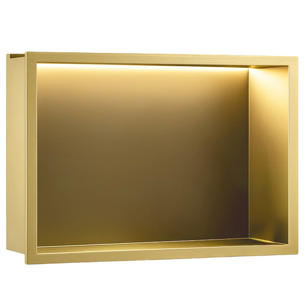 REA Inbyggd Badrumshylla led30x45 Borstat Guld, 10x45x30cm