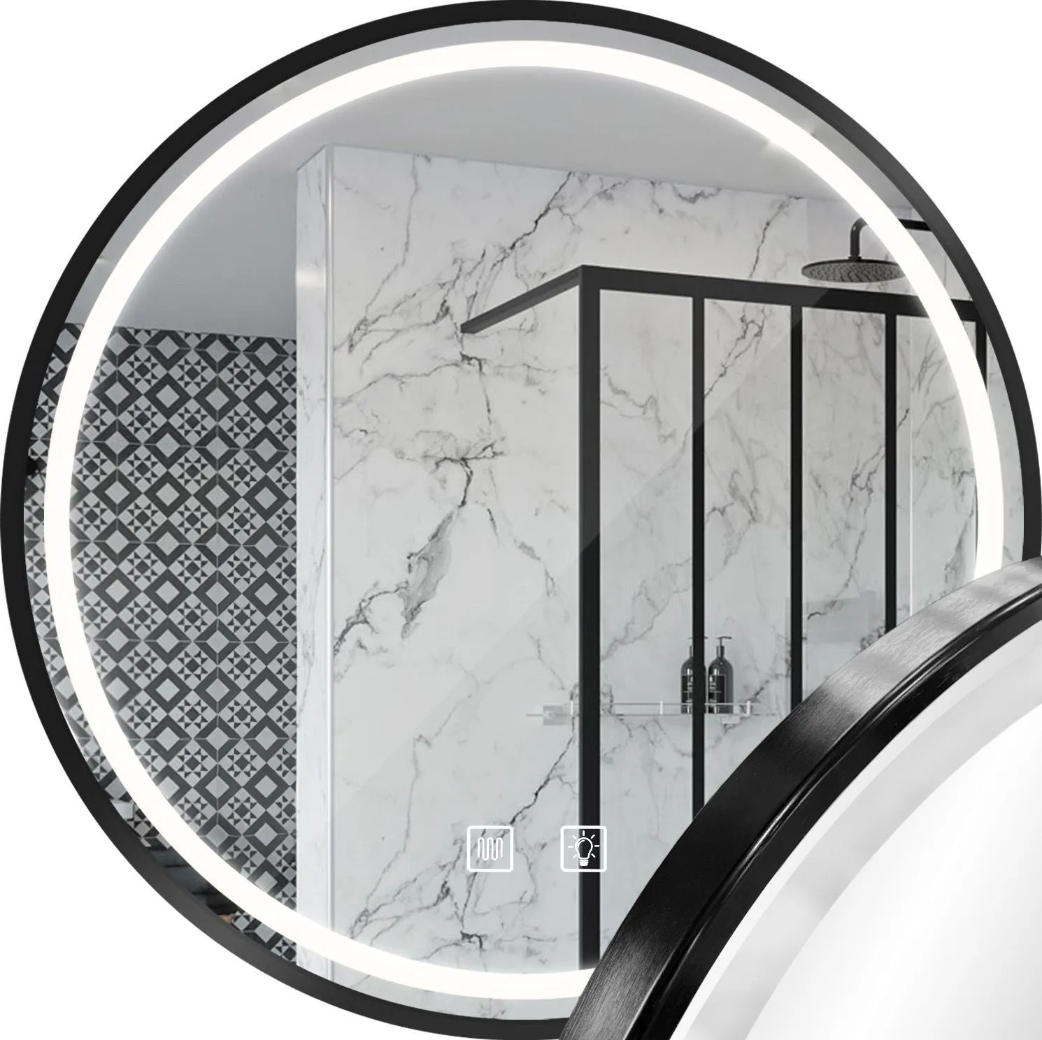 REA spegel LED P11396 MMJ 70cm Svart 70x70x70cm