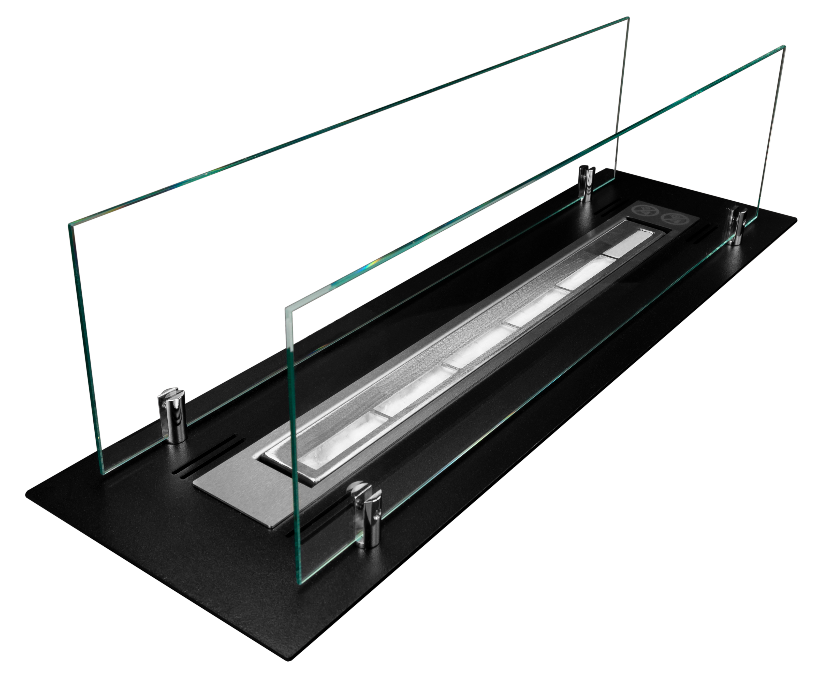 bioetanolkamin inbyggd 65 cm med säkerhetsglas – matt svart