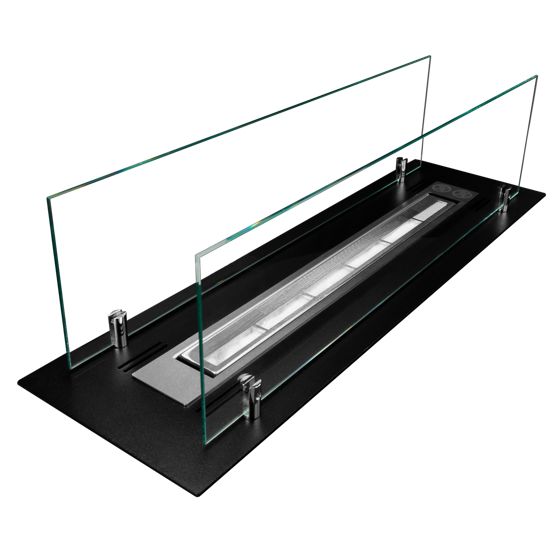 bioetanolkamin inbyggd 65 cm med säkerhetsglas – matt svart