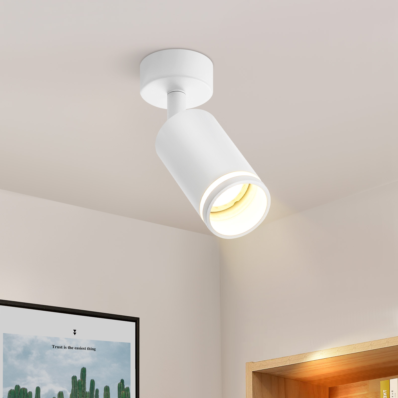 NETTLIFE Vit takspotlight, 1 lampa, modern, GU10, justerbar, för inomhusbruk, metall