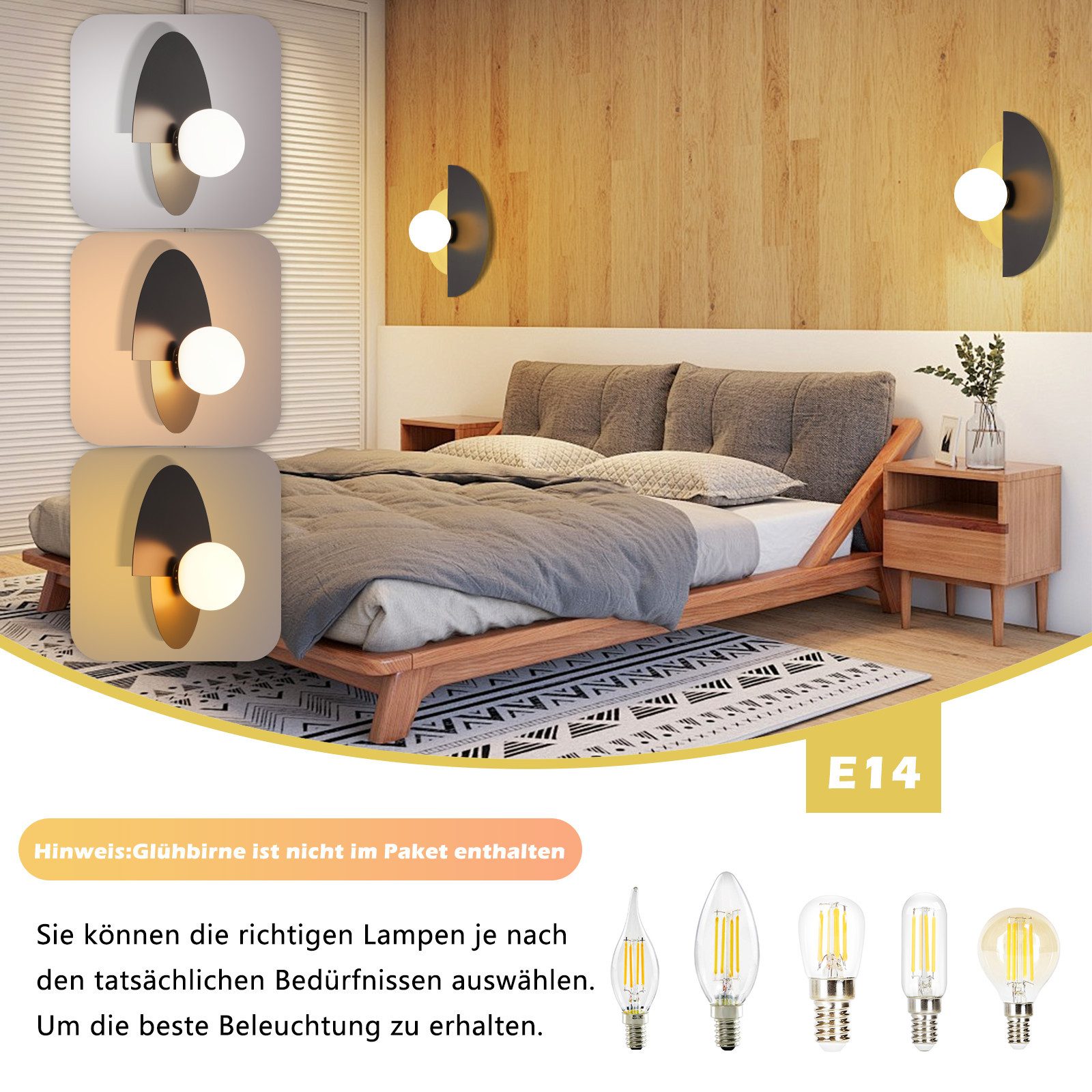 NETTLIFE svart och guld vägglampa för hallen, glas och metall i vintagestil, modern design, E14