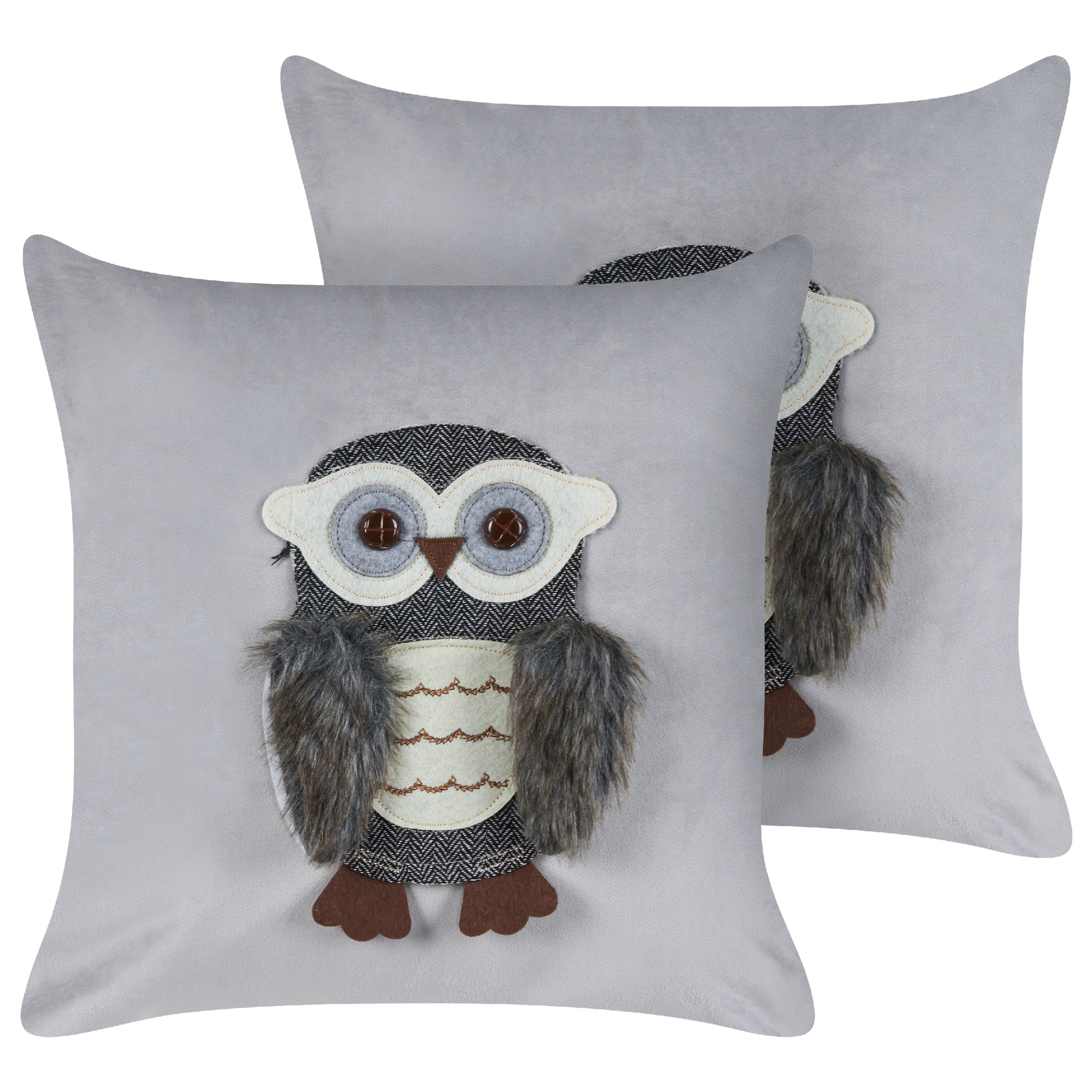 Set med 2 prydnadskuddar OPHRYS 45 x 45 cm Sammet Grå
