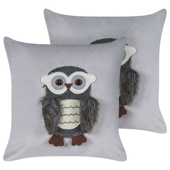Set med 2 prydnadskuddar OPHRYS 45 x 45 cm Sammet Grå