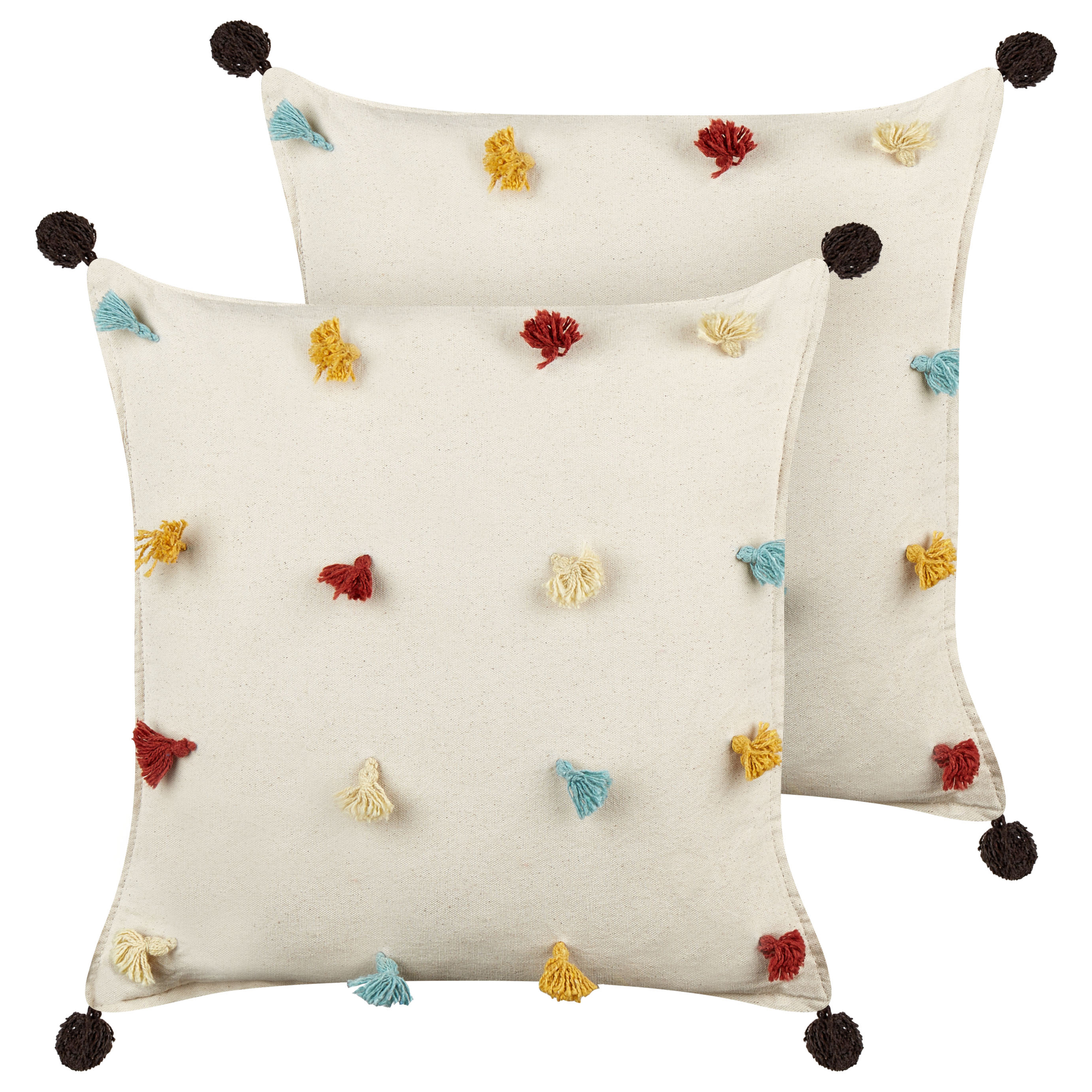 Set med 2 prydnadskuddar FUSSEL 45 x 45 cm Bomull Ljusbeige