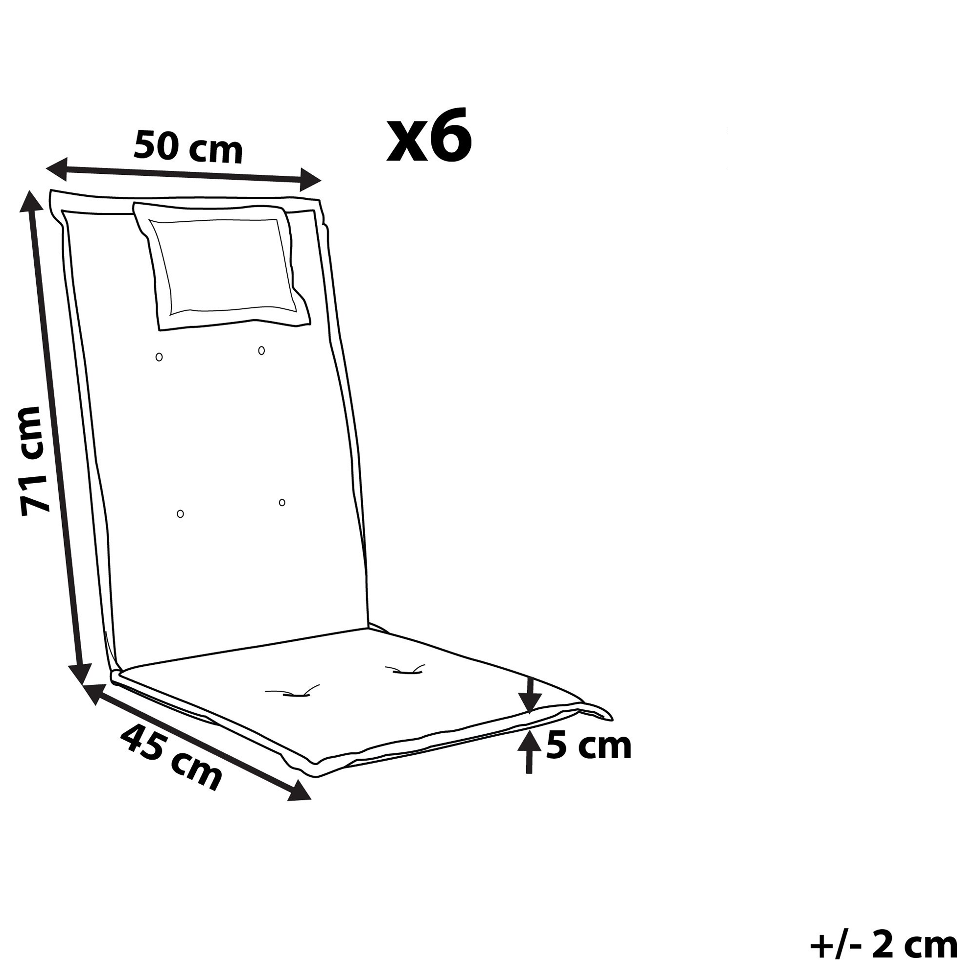 Set med 6 rygg-/sittdynor JAVA/AMANTEA 50 x 70 cm Off-White