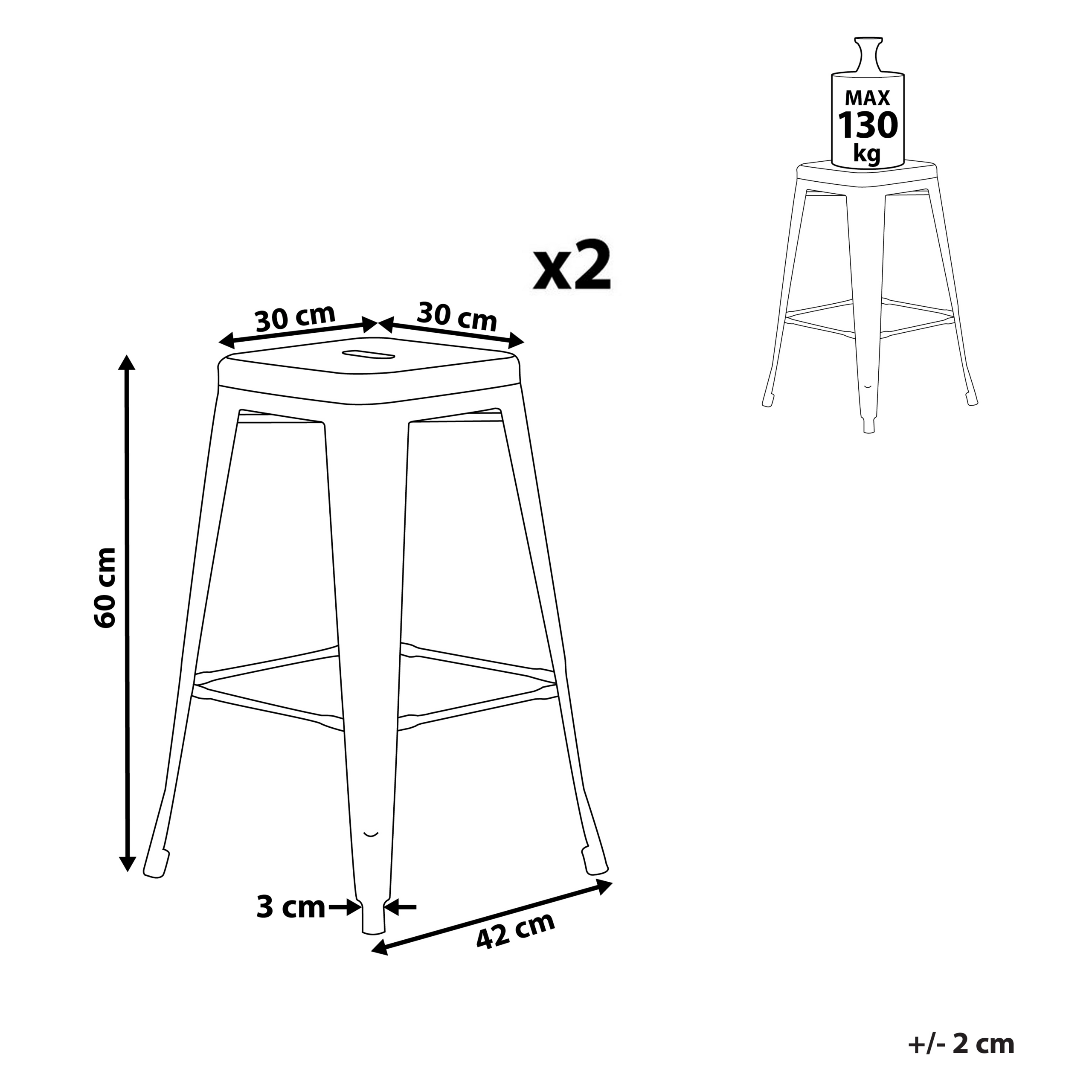 Set med 2 barstolar CABRILLO Metall Svart