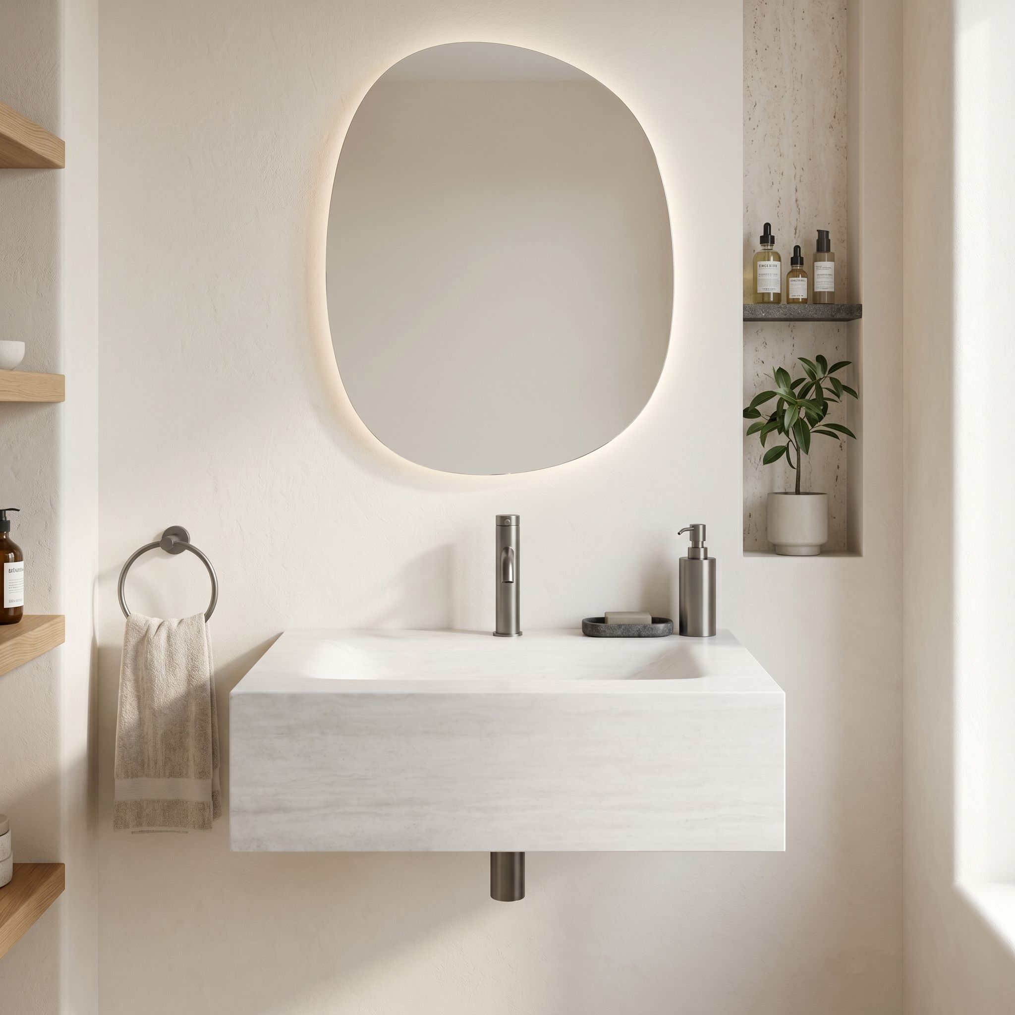REA Vägghängt Tvättställ Apollo Muralto Roma 70 Grå, 70x50x20cm