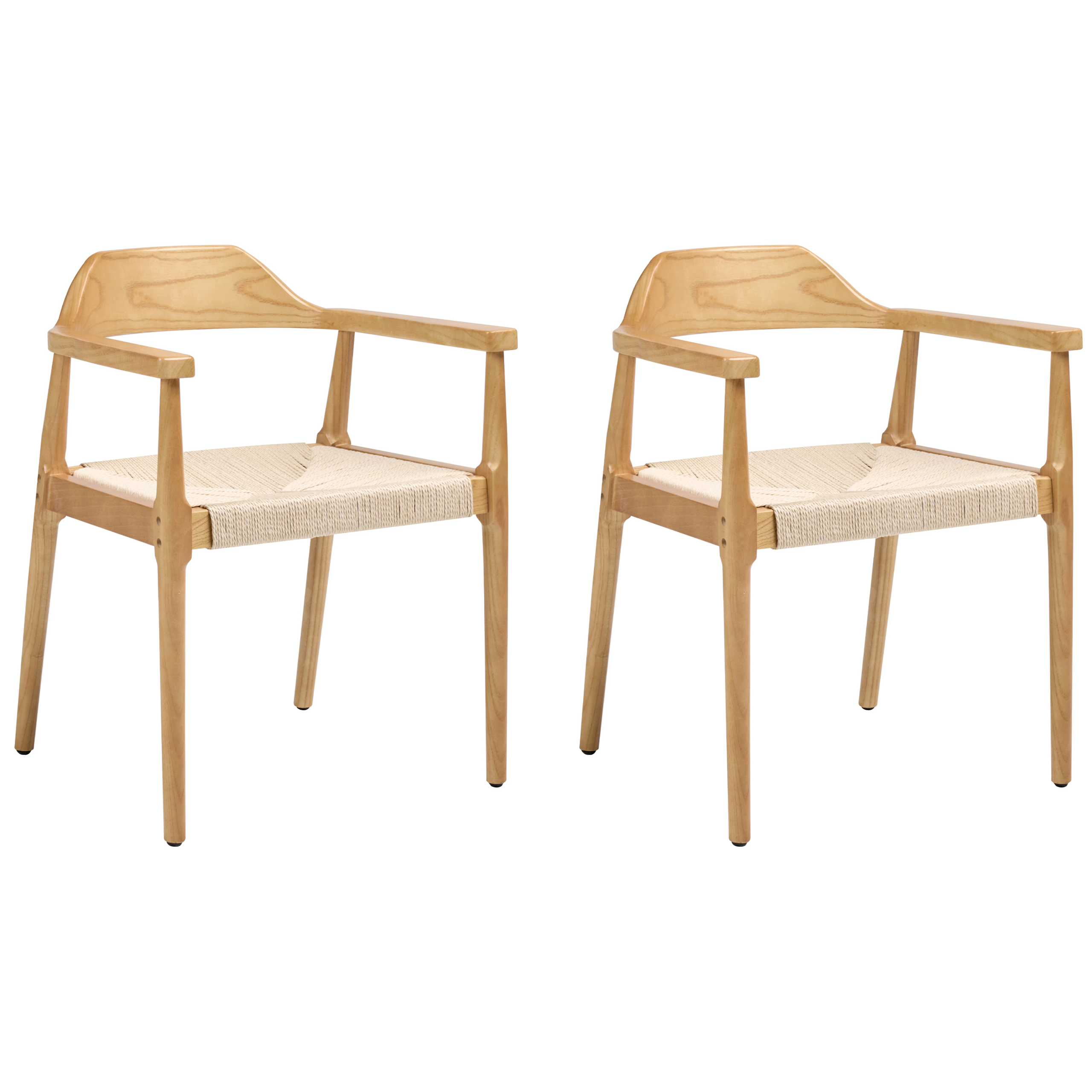 Set med 2 matstolar OAKDALE Trä Ljusbrun/ Beige