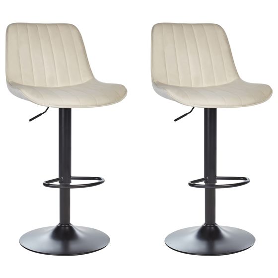 Set med 2 barstolar DUBROVNIK Vridbar Sammet Ljusbeige