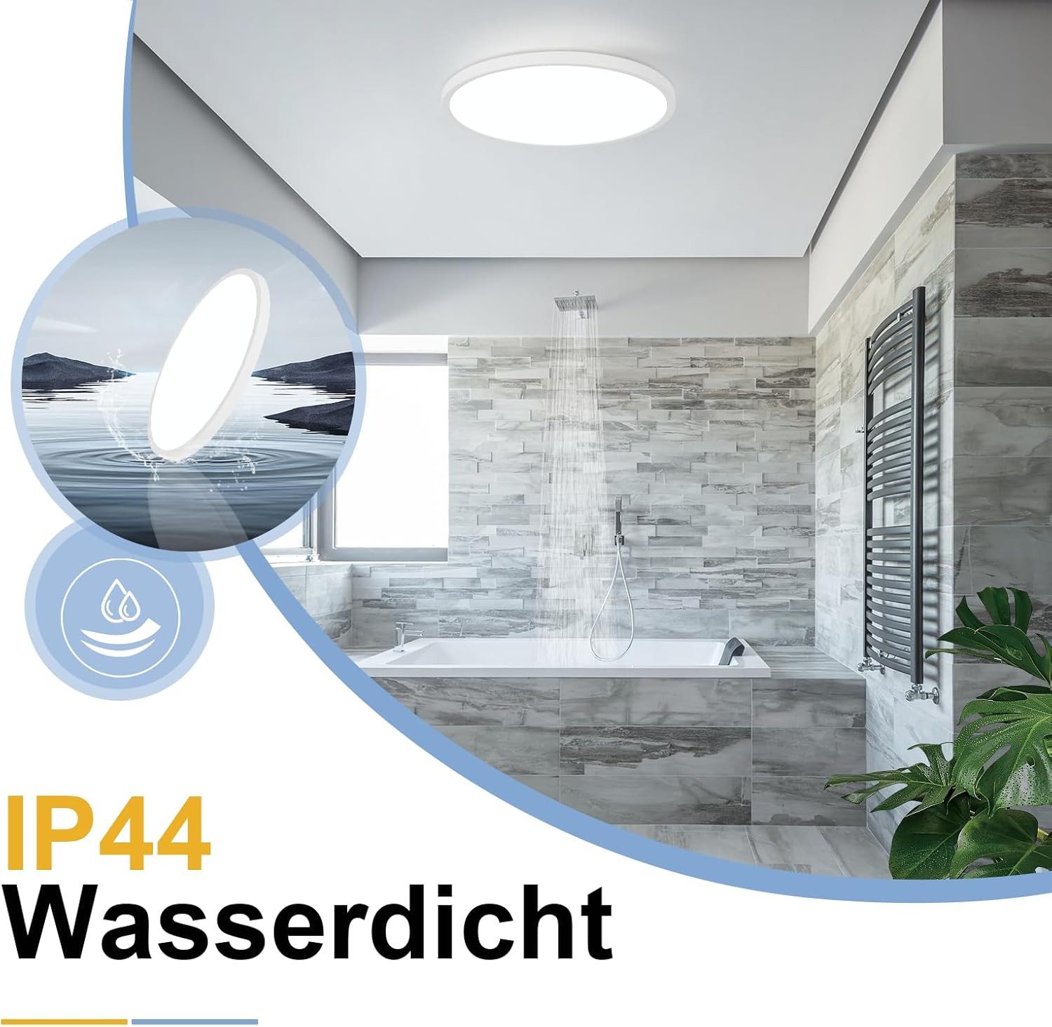 NETTLIFE LED - taklampa Badrum Taklampa - Badrumslampa, Ø30cm, platt, rund, 18W, IP44