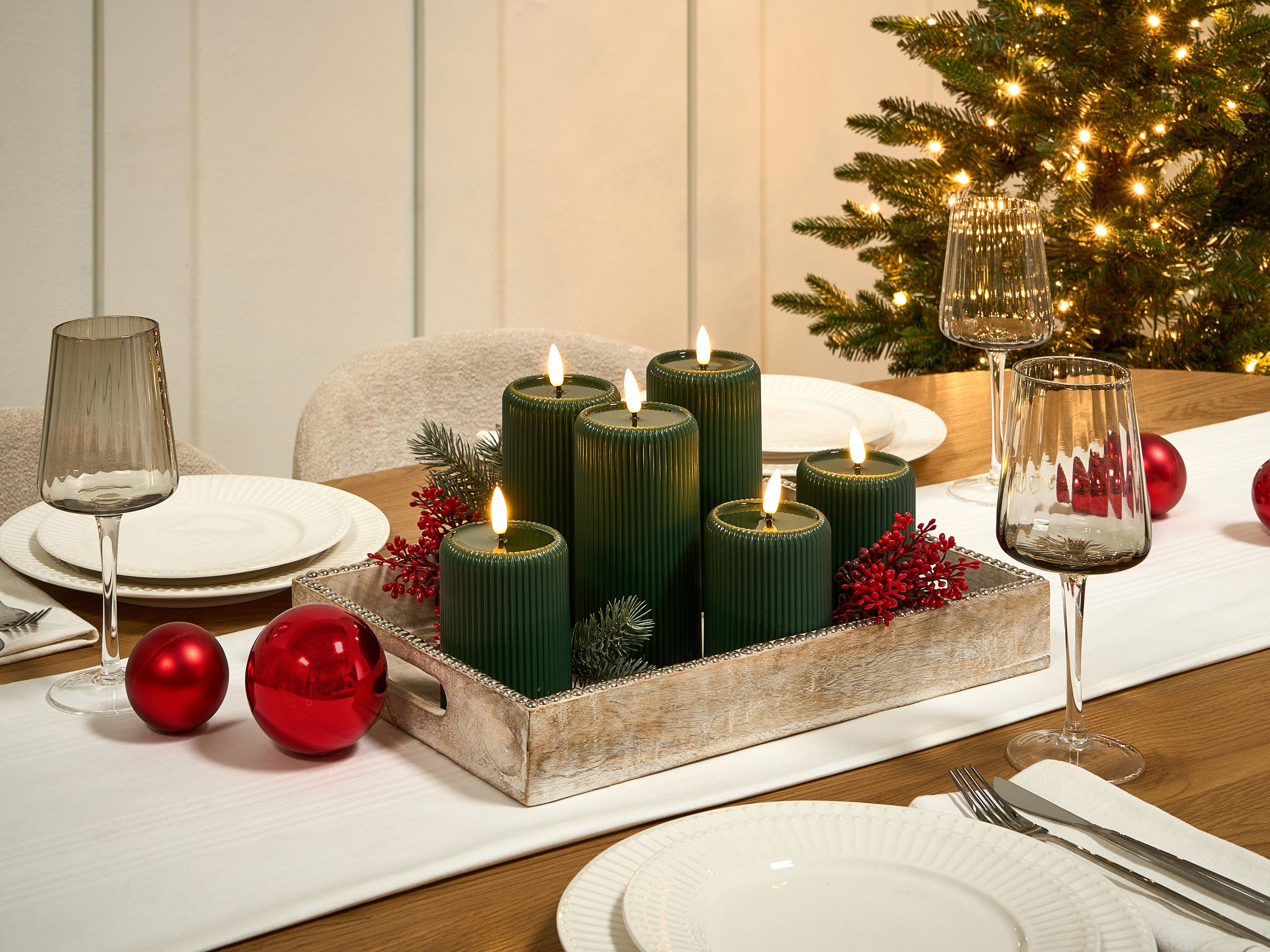 Set med 6 LED-ljus NOISETTE 10/16 cm Grön