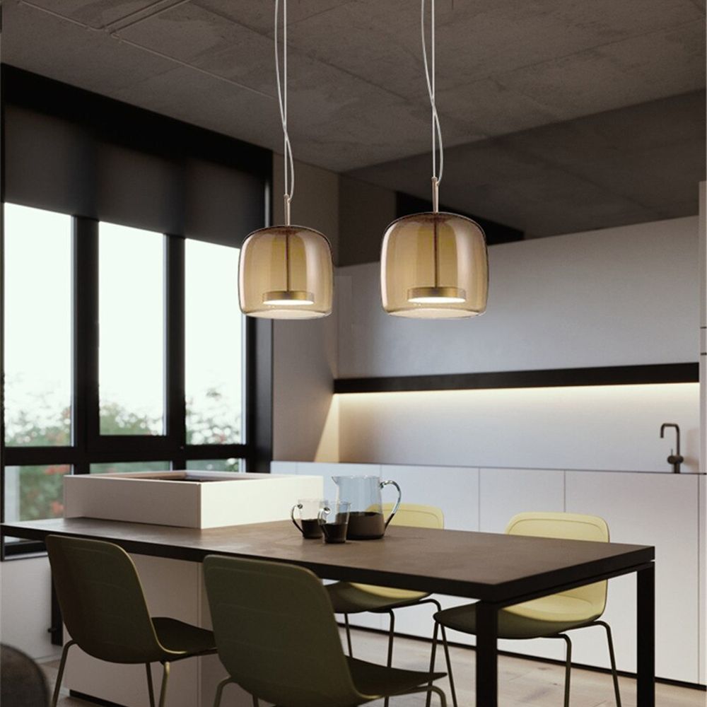 TOOLIGHT hängande taklampa APP613-1CP AMBER Brun 23x23x113cm