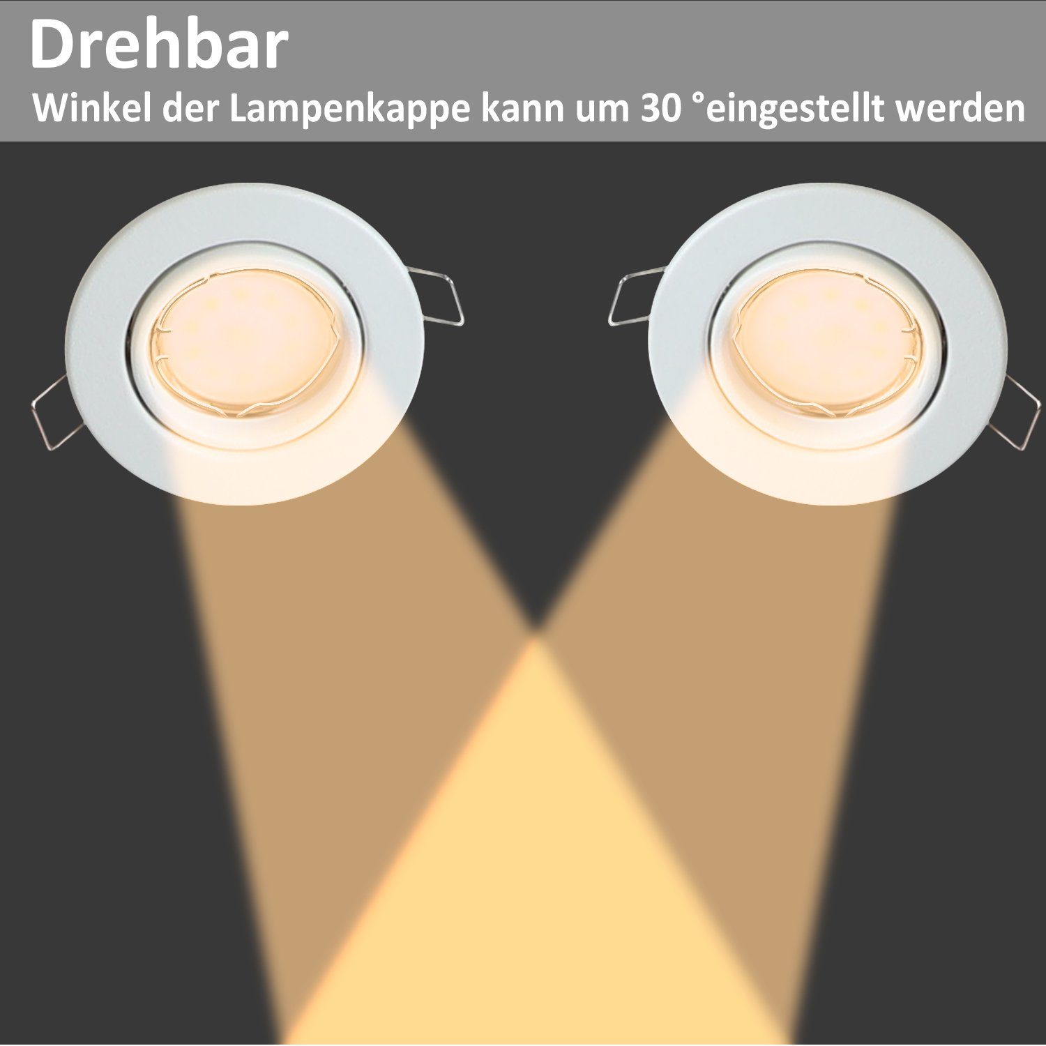 NETTLIFE Infällda ramset, 6 st infällda spotlights, GU10, infälld ram, vit, 50 mm, rund, metall