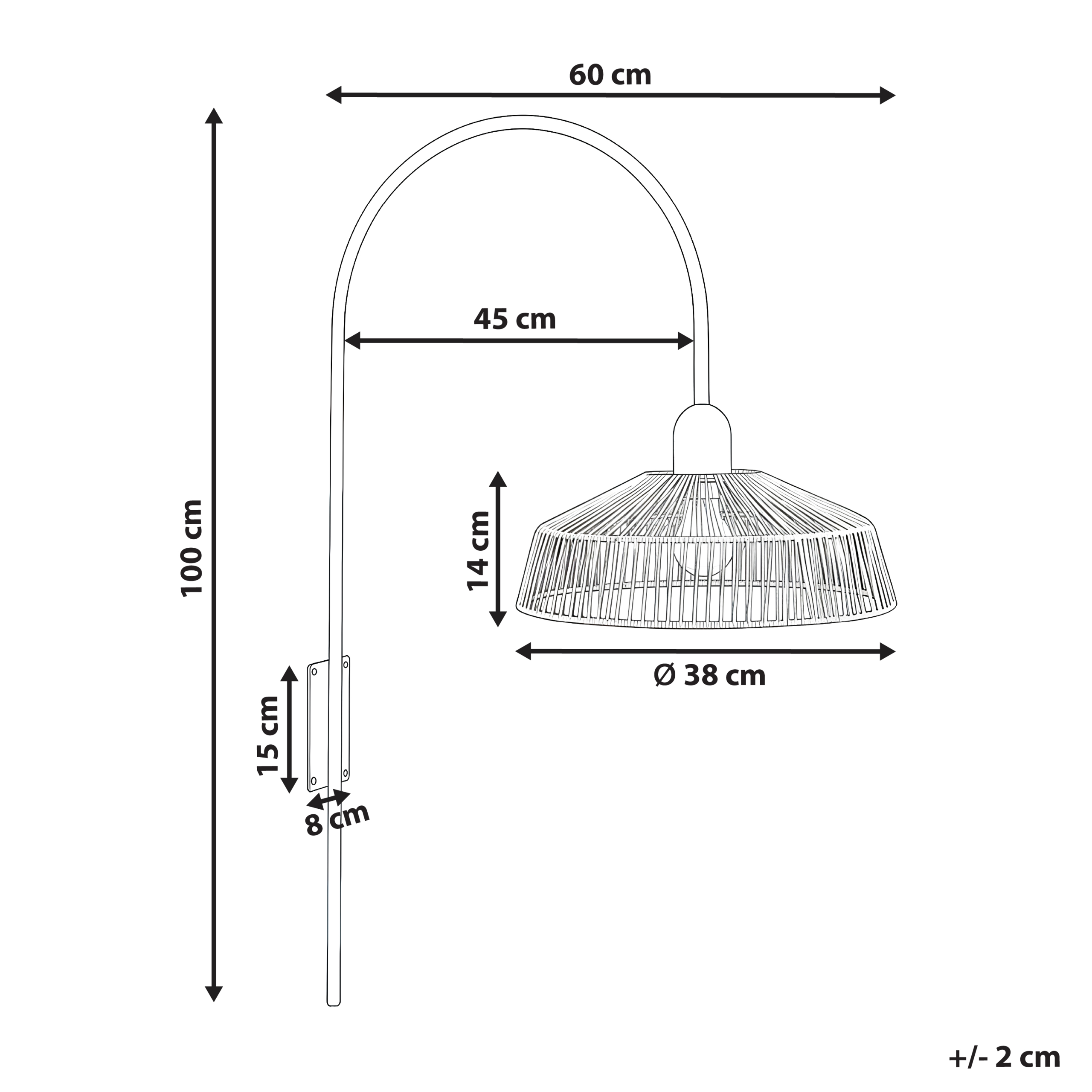 Vägglampa NOSARA Pappersrep Naturlig