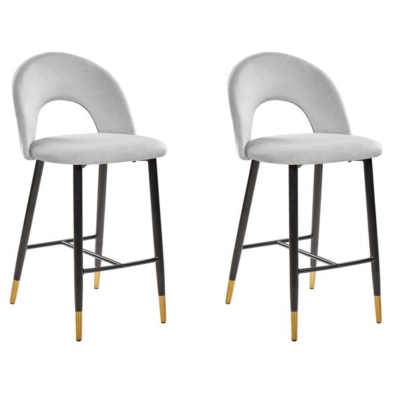 Set med 2 barstolar FALTON Sammet Grå