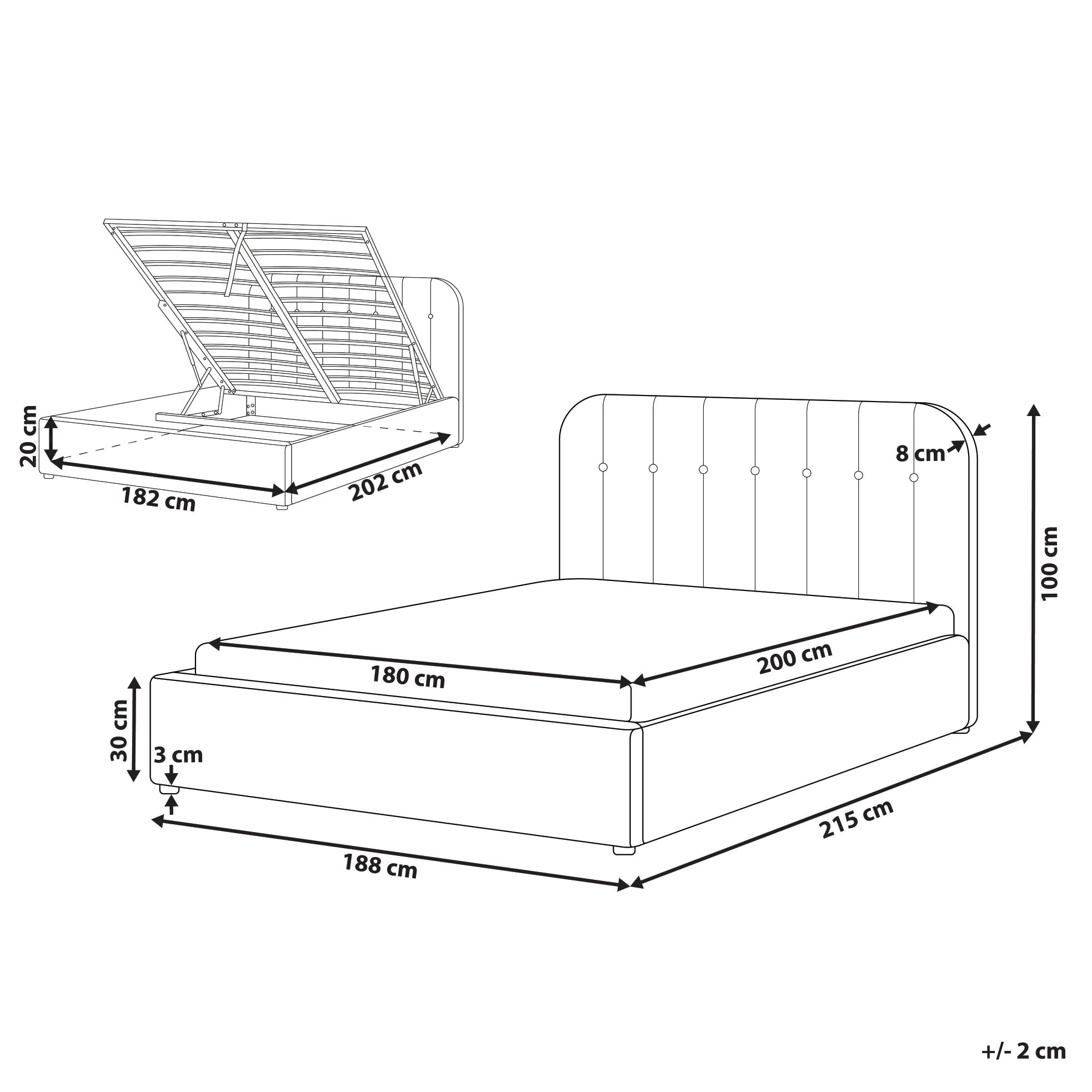 Säng med förvaring CHALLANS Off-White 180 x 200 cm