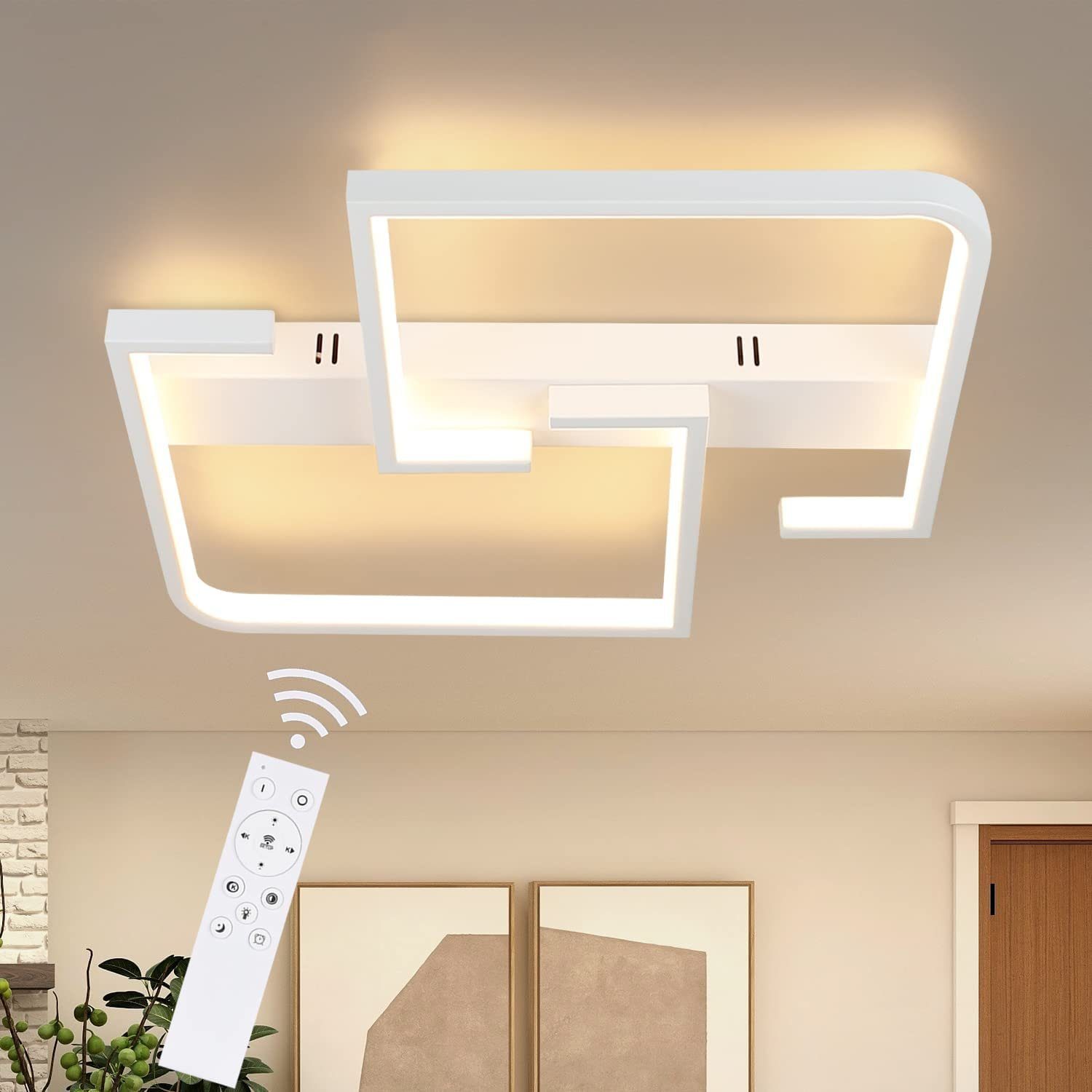 NETTLIFE LED-taklampa, vardagsrumslampa, 35 W, dimbar, modern, med fjärrkontroll, metall
