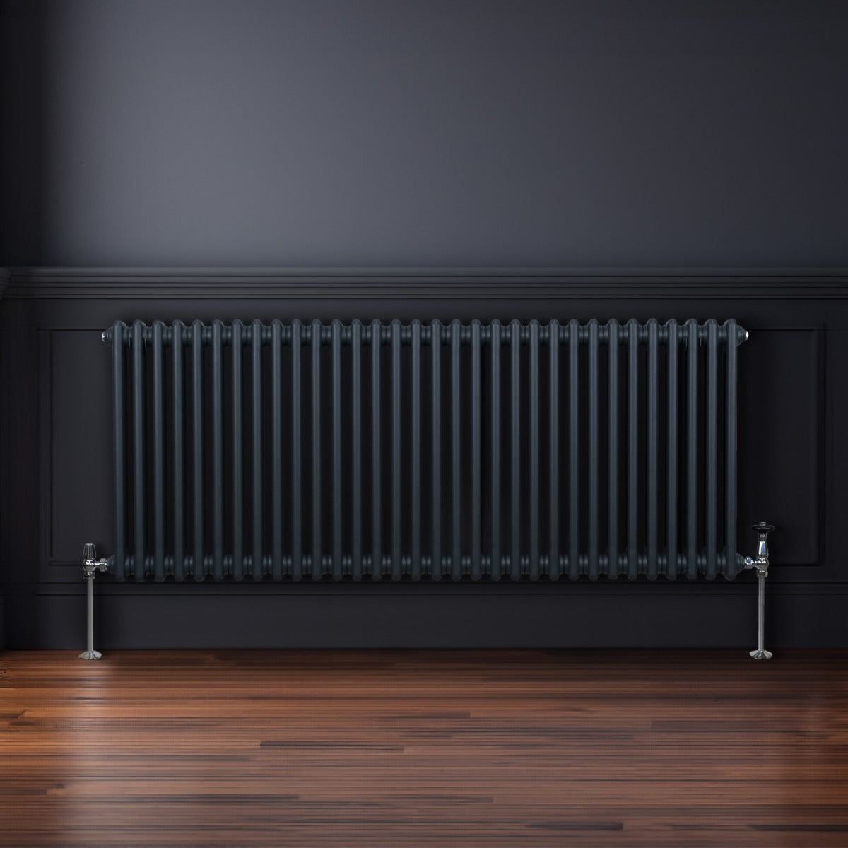 Traditionell radiator med 2 pelare - 600 x 1462 mm - antracitgrå