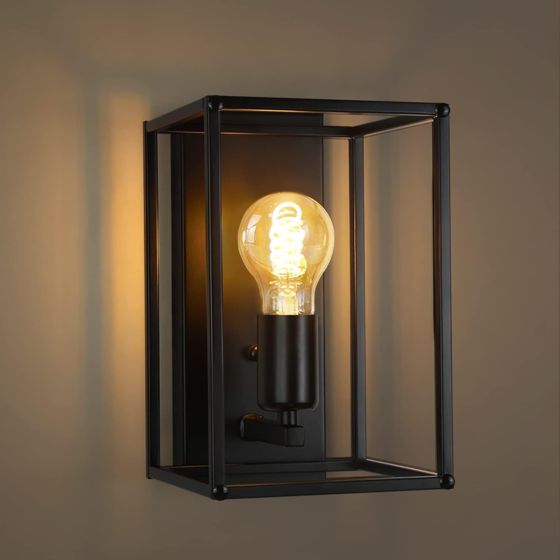 NETTLIFE Svart inomhusvägglampa - Vintage, Sovrumsvägglampa, Retro Trapplampa Halllampa E27 - Utan Glödlampa
