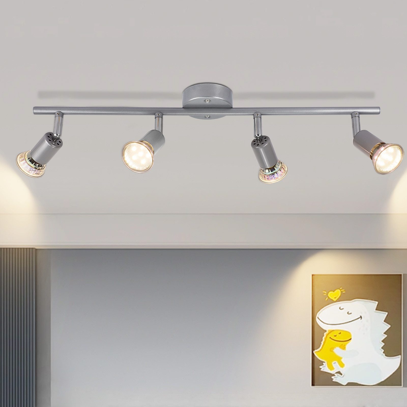 NETTLIFE GU10-takspotlight med 4 ljuskällor Modern taklampa för hallen, inklusive 350° justerbar glödlampa