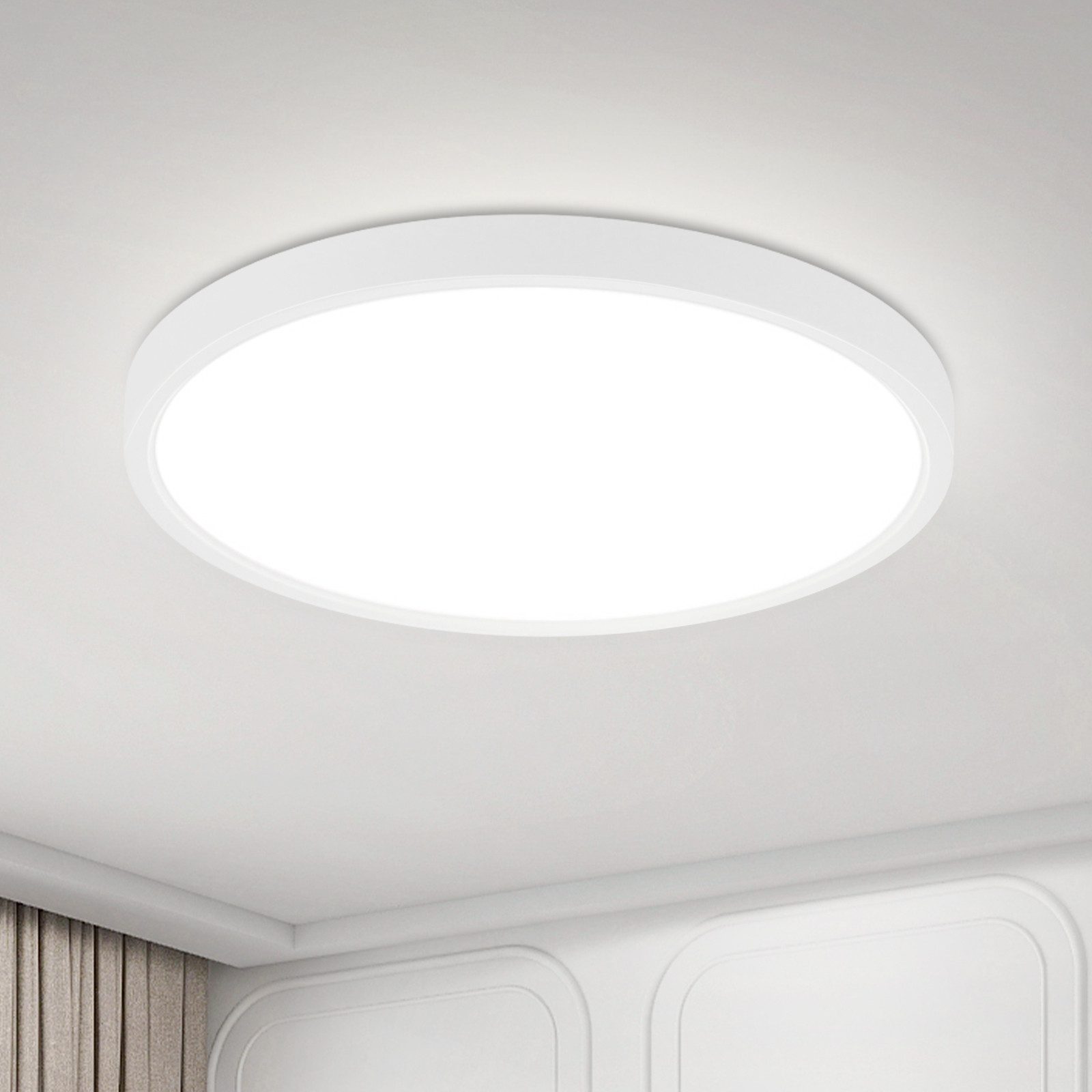 NETTLIFE platt LED-taklampa 18 cm - 15 W, vit, 6000 K - modern belysning för kök, hall, sovrum