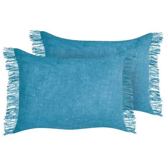 Set med 2 prydnadskuddar MABA 50 x 35 cm Bomull Blå Monokromt