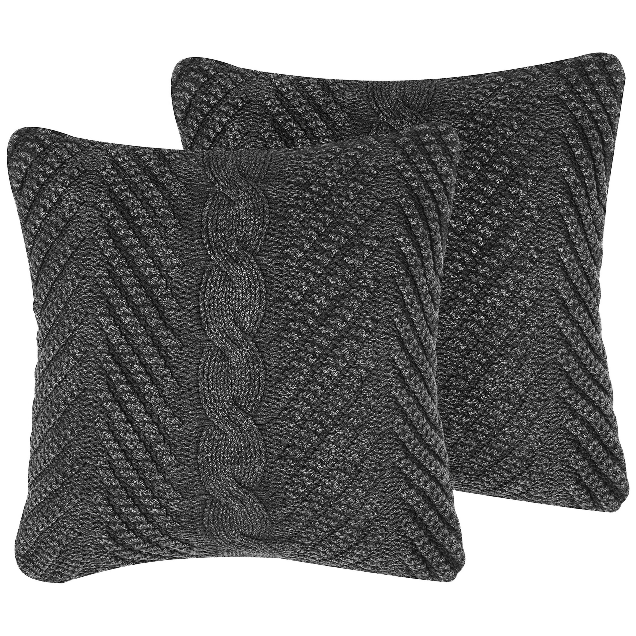 Set med 2 prydnadskuddar KONNI 45 x 45 cm Bomull Grå Chevrontryck