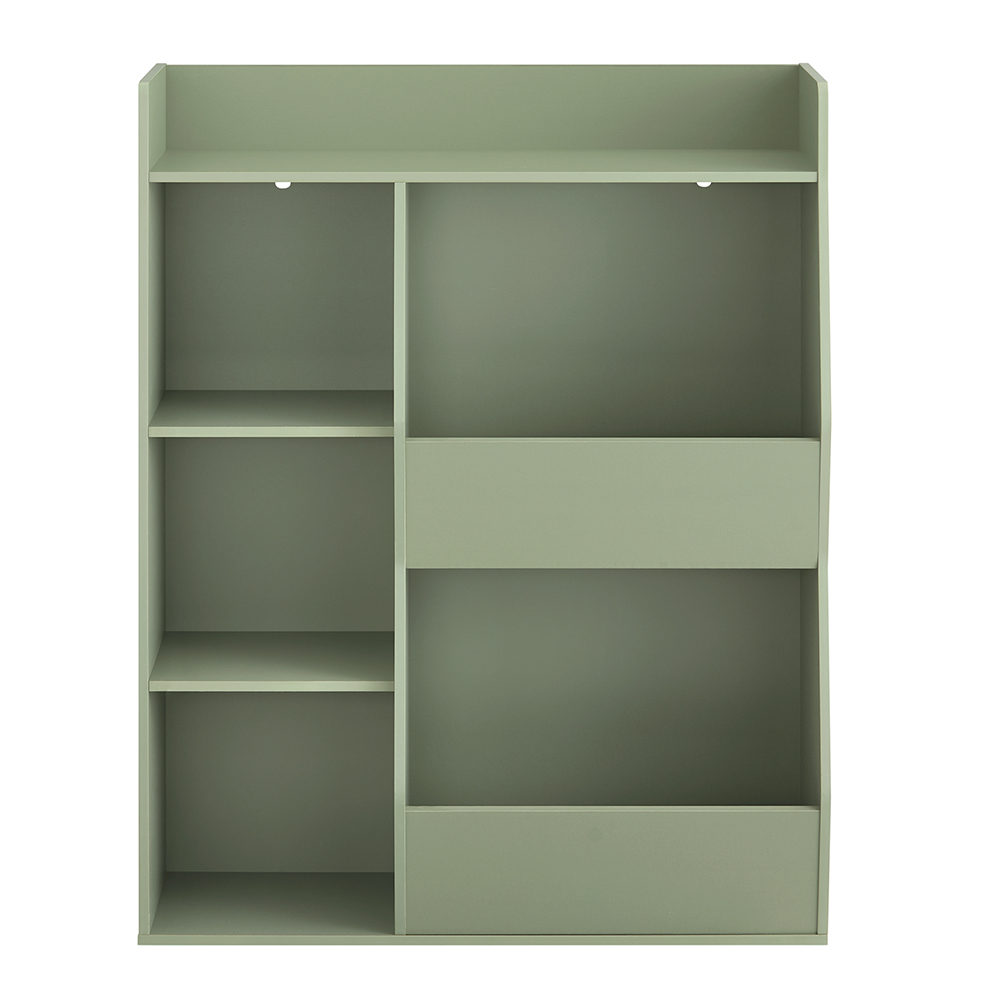 SoBuy Barnens bokhylla Montessori hylla barnrum med 5 öppna fack barnhylla för leksaker förvaring grön 80 x 104 x 34 cm KMB55-K-GR