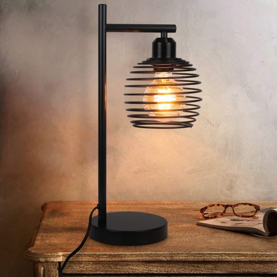 NETTLIFE Vintage - bordslampa, nattlampa, E27, svart, sovrum, industriell, metall, bordslampa, max. 40w, bordslampa i retrostil